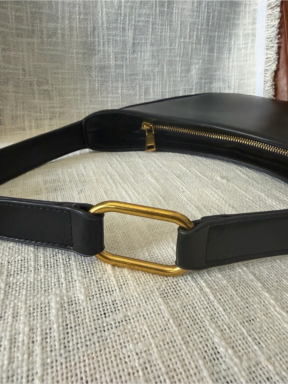 Madison West Black Moon Bag Crescent Shoulder Purse Gold Hardware - Picture 4 of 7